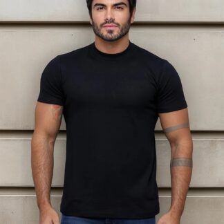 Camiseta Gola Média Suedine Slim Basica Elegante Premium